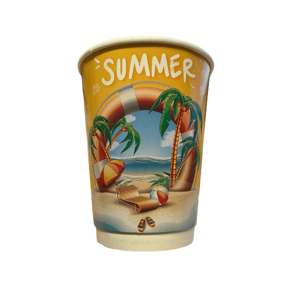 Pappbecher Sommer (25x360ml) Orange Doppelwandig - Araxxon